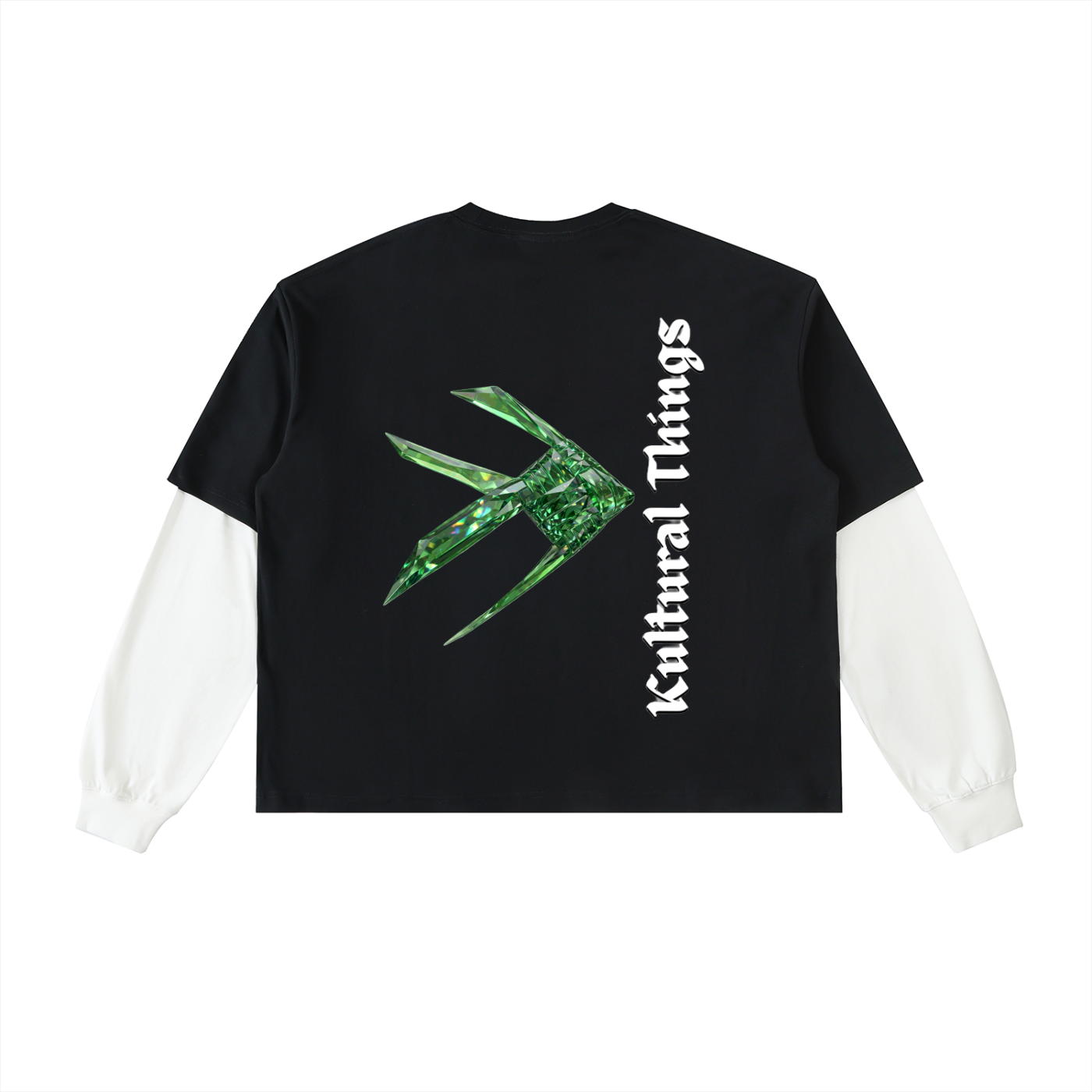 Layered Contrast Sleeve Cotton T-Shirt