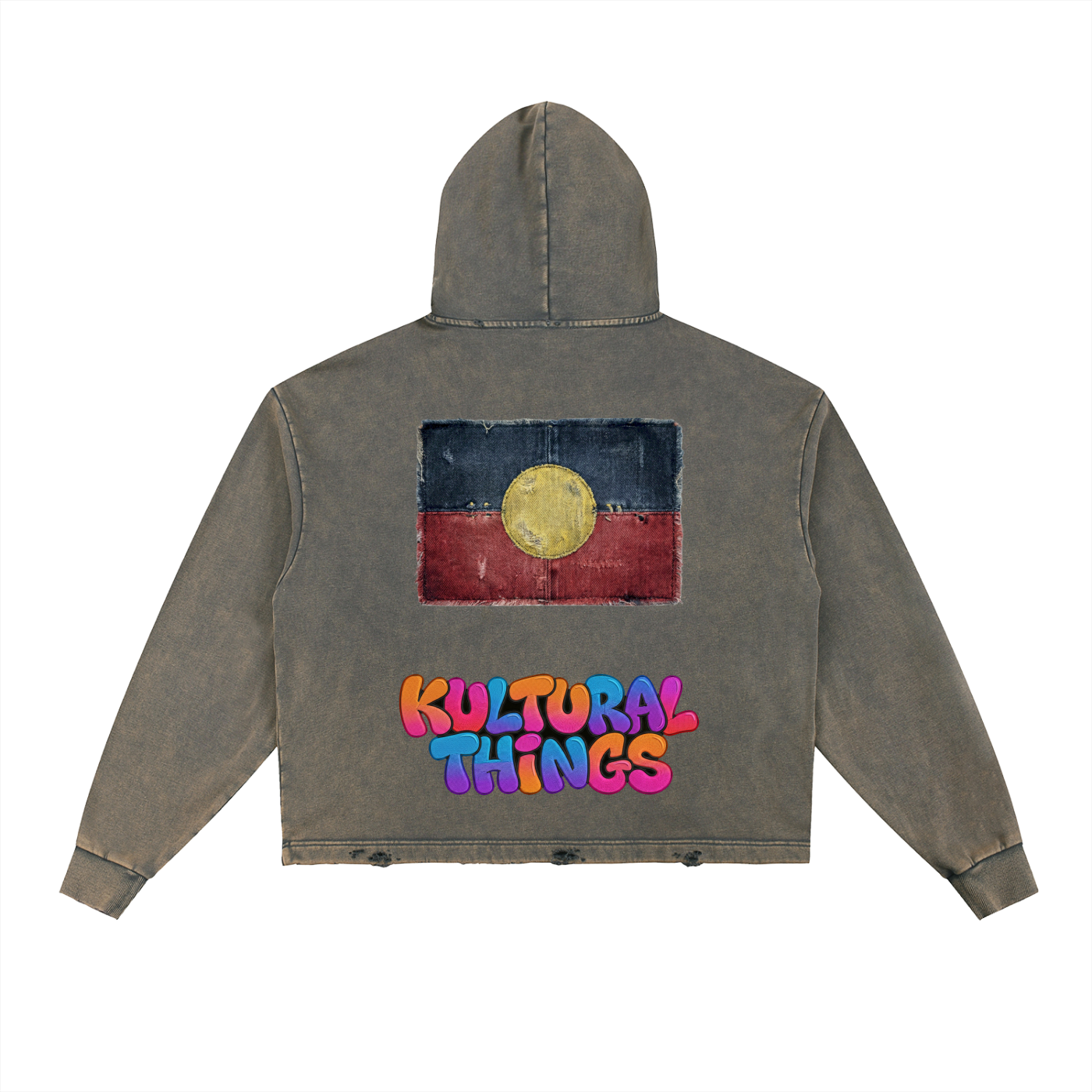 Aboriginal And Kultural Things Vintage Washed Frayed-Hem Hoodie