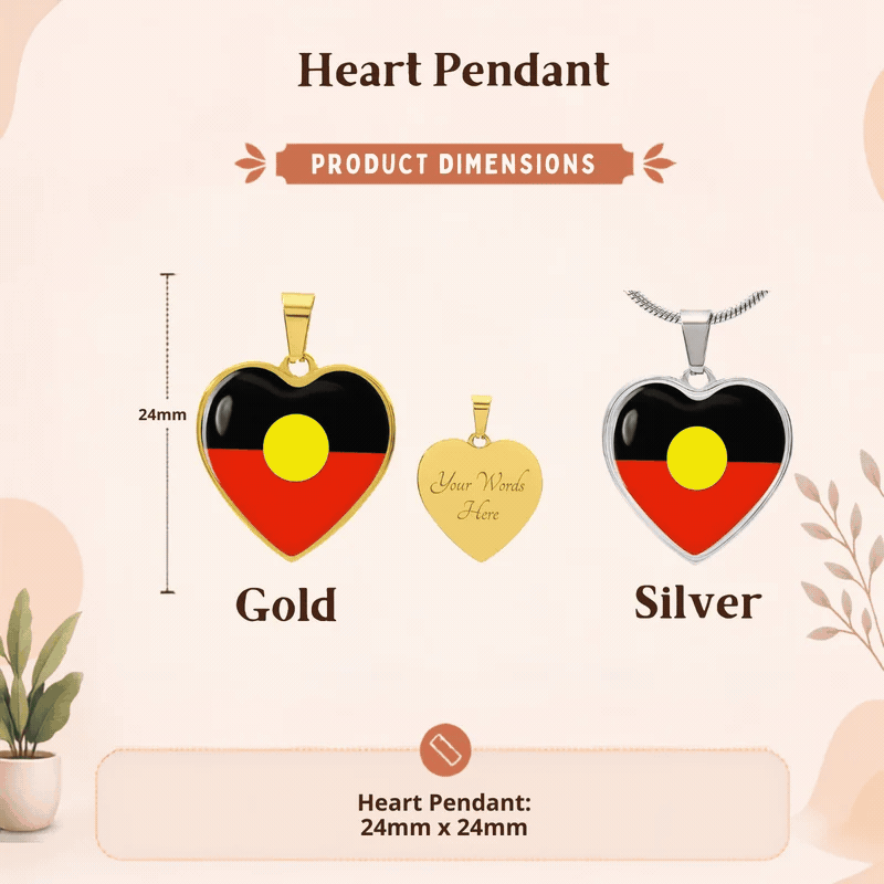 Australian Aboriginal Flag Heart Necklace | Indigenous Pride Heart Pendant| Australia Cultural Gift | Heart Charm Necklace