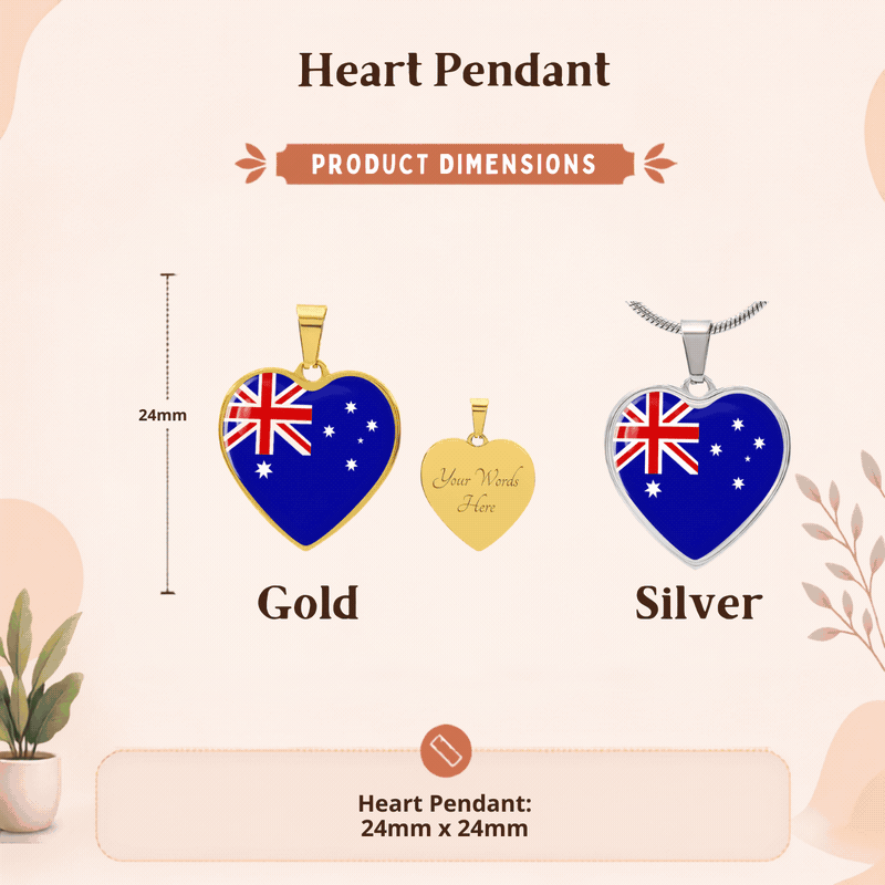 Australian Flag Heart Necklace | Australia Flag Heart Pendant | Gift for Australians
