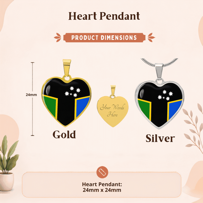 Australian South Sea Island Flag Heart Necklace | ASSI Flag Necklace |Heritage Heart Pendant | Cultural Pride Gift