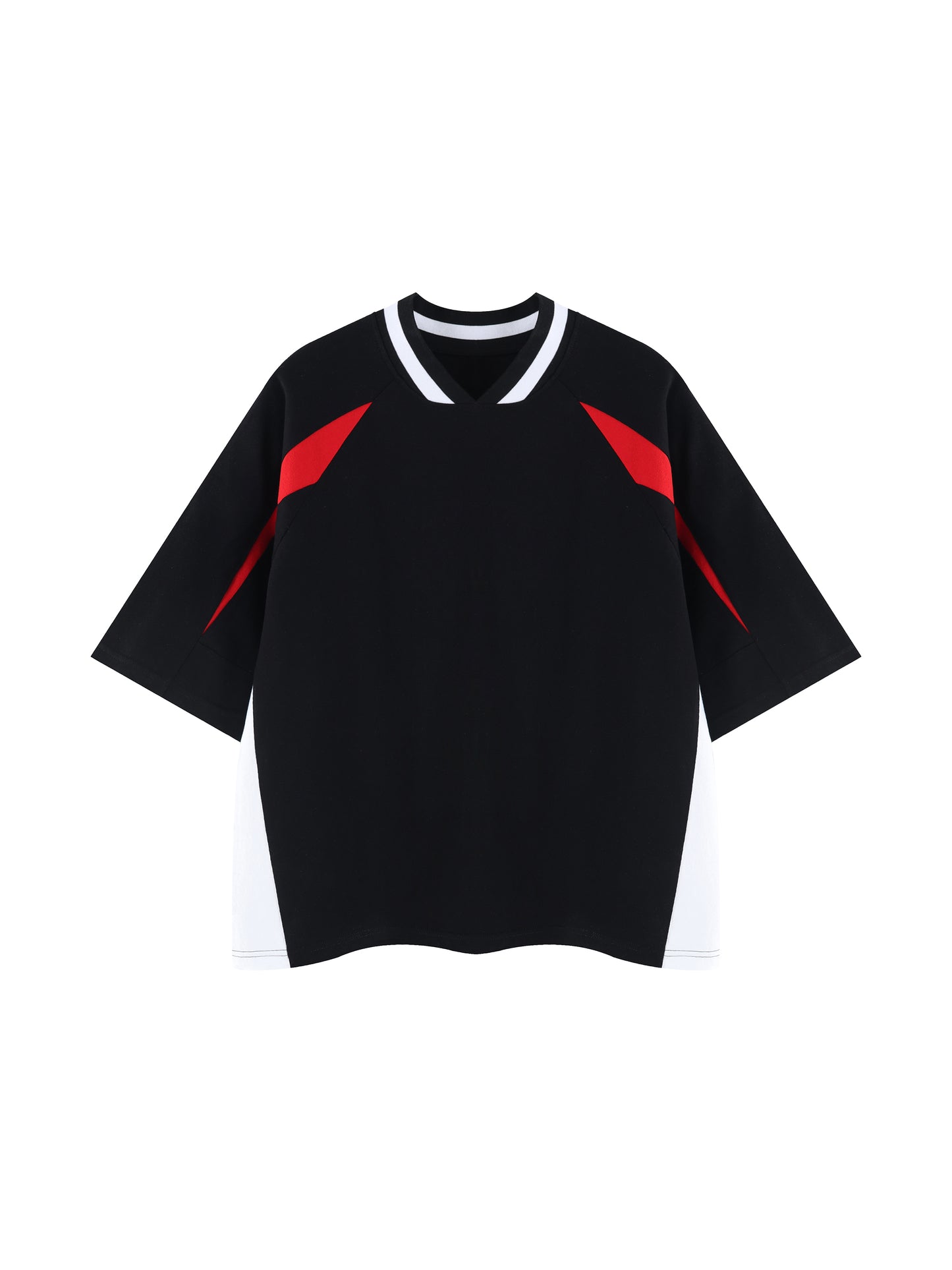 Unisex Oversized Color Block V-Neck T-Shirt