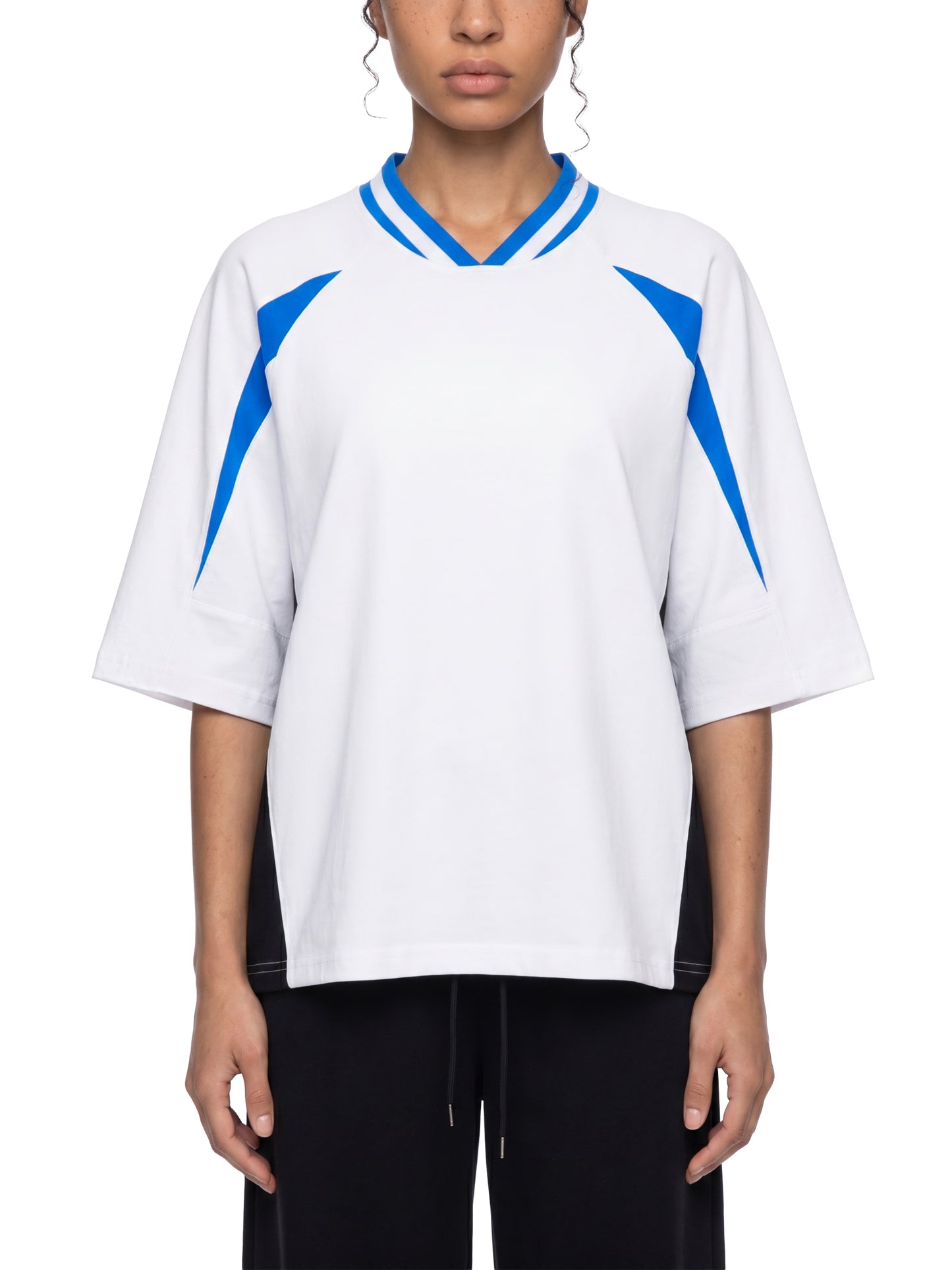 Unisex Oversized Color Block V-Neck T-Shirt